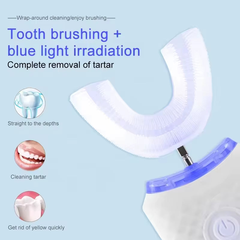 Electric U Shaped Type Toothbrush 360 Degrees Ultrasonic Adults Whitening Silicone Automatic Electric Toothbrush